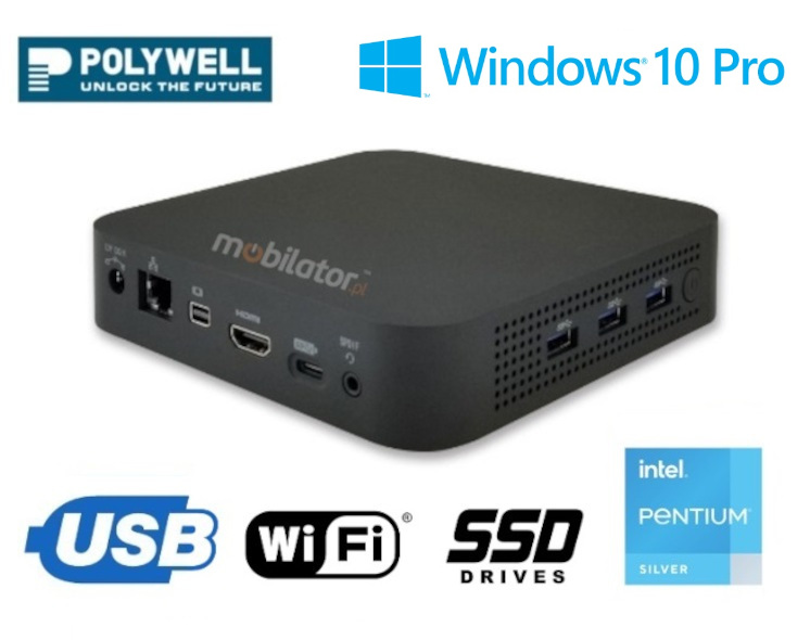 Polywell-J5040-NGC3 Pentium mały niezawodny szybki i wydajny mini pc Windows 10 Pro
