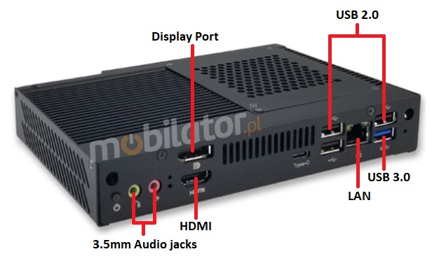 Polywell-Nano-H510A industrial mini computer with connectors: 1xAudio | 2xUSB 2.0 | 2xUSB 3.0 |