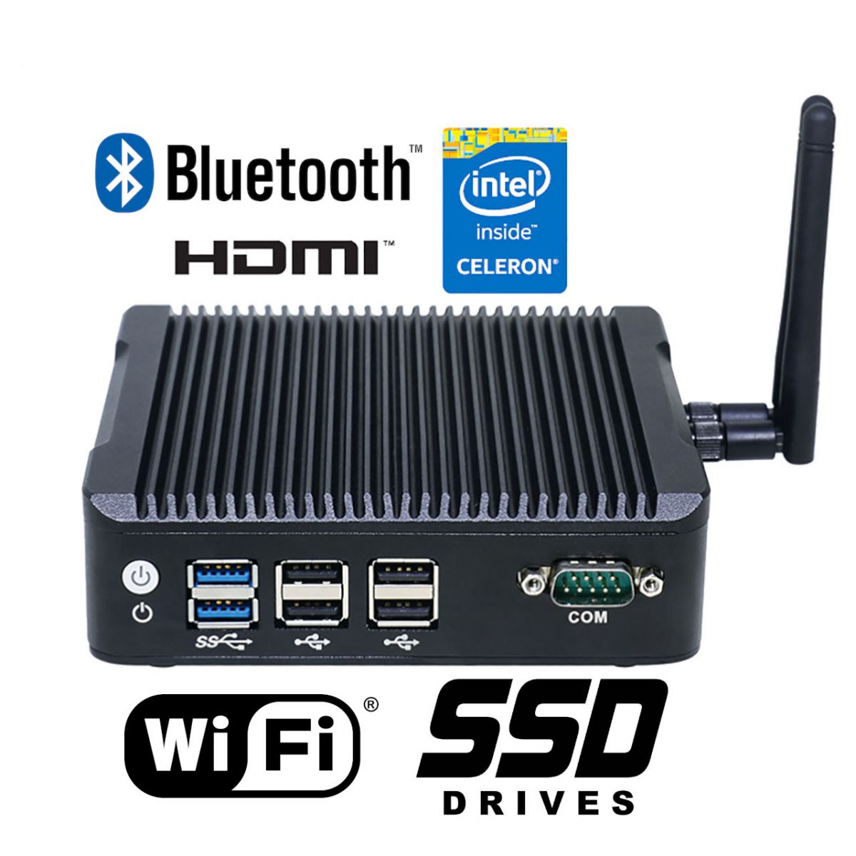 IBOX N5 v.4 - miniPC with WiFi, BT, 4x USB 2.0, 2x USB 3.0 and 2x RJ-45 LAN connectors, Intel Celeron processor, 8GB RAM DDR3L and 128GB SSD disk