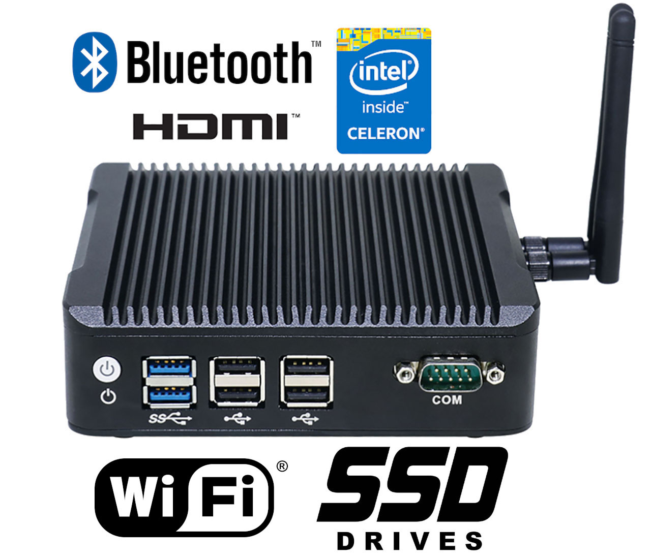 IBOX N5 v.3 - Odporny miniPC z procesorem Intel Celeron, 4GB RAM, 128GB SSD, złączami 4x USB 2.0, 1x DP, 2x USB 3.0 oraz 2x RJ-45 LAN