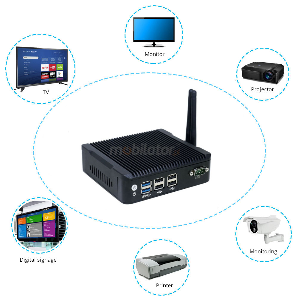 IBOX N5 v.9 - Rugged miniPC with 8GB RAM, 2TB HDD, Intel Pentium processor, 4x USB 2.0, 2x USB 3.0 and 2x RJ-45 LAN connectors