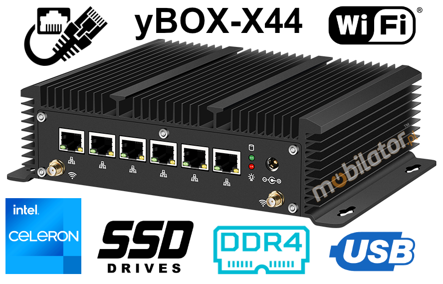 Komputer Przemysłowy MiniPC yBOX-X44 celeron