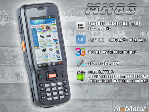 Przemysłowy Kolektor Danych MobiPad MH83 RUGGED DATA COLLECTOR MH-83 rfid LF HF 3g wcdma gsm 1d barcode scanner czytnik kodow kreskowych 1d 2d