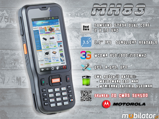 Przemysłowy Kolektor Danych MobiPad MH83 RUGGED DATA COLLECTOR MH-83 rfid LF HF 3g wcdma gsm 1d barcode scanner czytnik kodow kreskowych 1d 2d