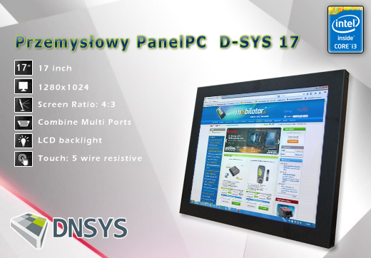 DNSYS Industrial Przemysłowy PanelPC D-SYS 17  Komputer panelowy Panel PC  Przemysłowy komputer panelowy wyświetlacz 17 cali mobilator.pl New Portable Devices Windows RS-232 COM VGA HDMI Intel Core i3
