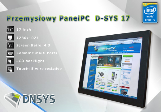 DNSYS Industrial Przemysłowy PanelPC D-SYS 17  Komputer panelowy Panel PC  Przemysłowy komputer panelowy wyświetlacz 17 cali mobilator.pl New Portable Devices Windows RS-232 COM VGA HDMI Intel Core i3