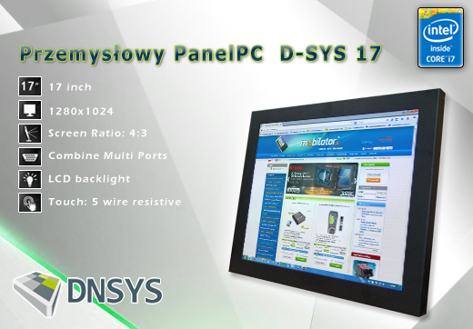 DNSYS Industrial Przemysłowy PanelPC D-SYS 17  Komputer panelowy Panel PC  Przemysłowy komputer panelowy wyświetlacz 17 cali mobilator.pl New Portable Devices Windows RS-232 COM VGA HDMI Intel Core i3