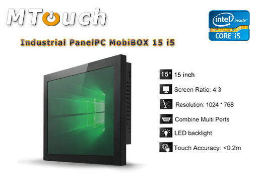 MTouch Industrial Przemysłowy PanelPC MobiBOX 15 - i5  Komputer panelowy Panel PC  Przemysłowy komputer panelowy Ekran rezystancyjny 5 wire resistive wyświetlacz 15 cali mobilator.pl New Portable Devices Windows RS-232 COM VGA HDMI Intel Core i3 i5 i7