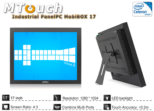 MTouch Industrial Przemysłowy PanelPC MobiBOX 17   Komputer panelowy Panel PC  Przemysłowy komputer panelowy Ekran rezystancyjny 5 wire resistive wyświetlacz 17 cali mobilator.pl New Portable Devices Windows RS-232 COM VGA HDMI Intel Celeron 