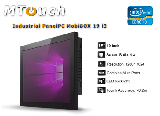 MTouch Industrial Przemysłowy PanelPC MobiBOX 19 - i3  Komputer panelowy Panel PC  Przemysłowy komputer panelowy Ekran rezystancyjny 5 wire resistive wyświetlacz 19 cali mobilator.pl New Portable Devices Windows RS-232 COM VGA HDMI Intel Core i3 i5 i7