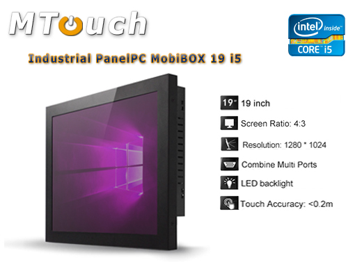 MTouch Industrial Przemysłowy PanelPC MobiBOX 19 - i5  Komputer panelowy Panel PC  Przemysłowy komputer panelowy Ekran rezystancyjny 5 wire resistive wyświetlacz 19 cali mobilator.pl New Portable Devices Windows RS-232 COM VGA HDMI Intel Core i3 i5 i7