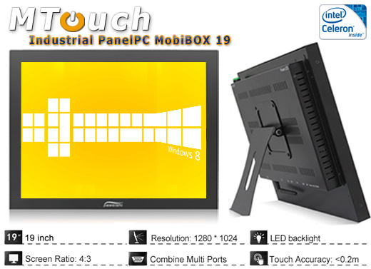 MTouch Industrial Przemysłowy PanelPC MobiBOX 19   Komputer panelowy Panel PC  Przemysłowy komputer panelowy Ekran rezystancyjny 5 wire resistive wyświetlacz 19 cali mobilator.pl New Portable Devices Windows RS-232 COM VGA HDMI Intel Celeron 