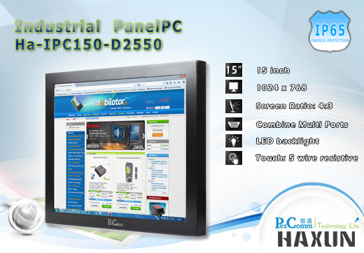 HAXUN Industrial Panel-PC Ha-IPC150-D2550 Komputer przemysłowy Panel PC Ha-IPC150-D2550 Norma odporności IP65 Przemysłowy komputer panelowy Ekran rezystancyjny 5 wire resistive wyświetlacz 15 cali mobilator.pl New Portable Devices Windows