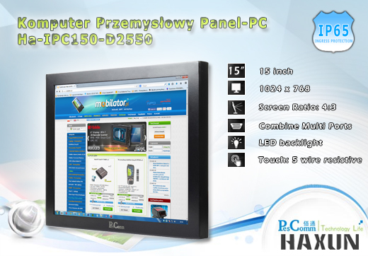HAXUN Industrial Panel-PC Ha-IPC150-D2550 Komputer przemysłowy Panel PC Ha-IPC150-D2550 Norma odporności IP65 Przemysłowy komputer panelowy Ekran rezystancyjny 5 wire resistive wyświetlacz 15 cali mobilator.pl New Portable Devices Windows