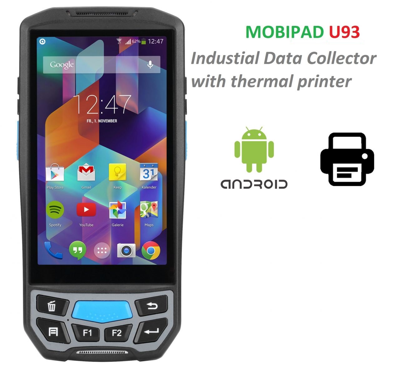 Industrial Data Collector MobiPad U93 with thermal printer 2D Barcode Scanner