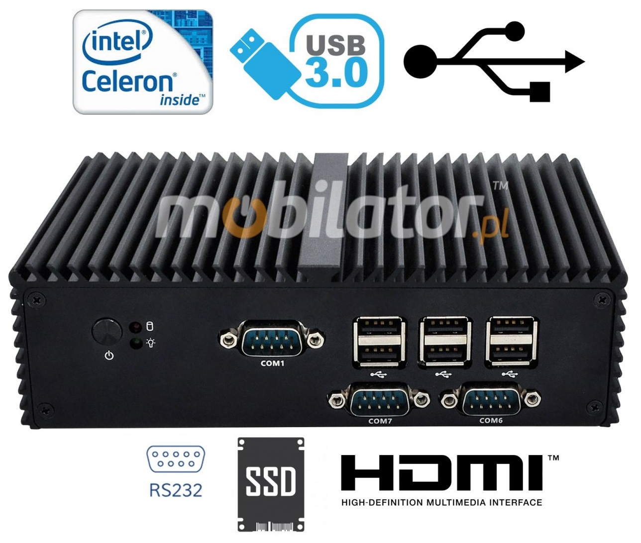 Odporny Komputer Przemysłowy Fanless MiniPC mBOX Q190X SSD
