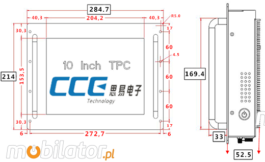 Industial RACK MOUNT Touch PC CCETouch CT10-PCPrzemysłowy Komputer Panelowy RACK MOUNT - CCETouch CT10-PC Norma odporności IP54 Przemysłowy komputer panelowy Ekran rezystancyjny 5 wire resistive wyświetlacz 10 cali mobilator.pl New Portable Devices Windows RS-232 COM RACK MOUNT 
