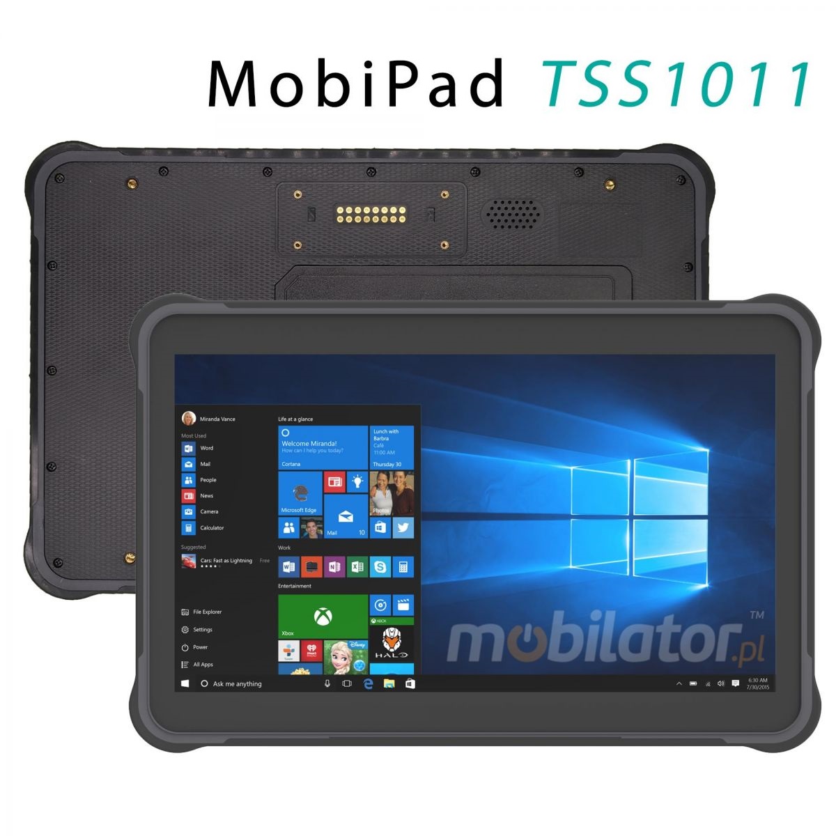 Proof rugged tablet industrial Windows 10 MobiPad TSS1011 NFC 4G IP68 intel atom mobilator umpc