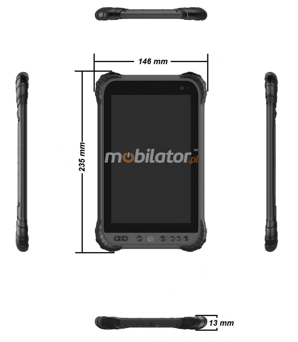 Odporny rugged tablet przemysłowy Android 8.1 MobiPad TS884 NFC 4G IP67 mobilator umpc