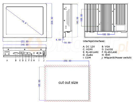mobilator.pl panelpc Durable strengthened Industrial PanelPC QBOX 10 durable size weight ports