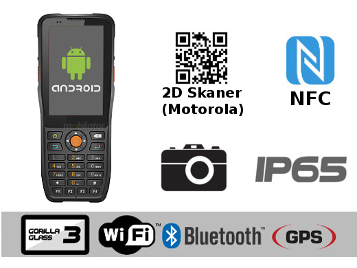 industrial data collector MobiPad MP-HTK38n IP65 Android 6.0 IP65 Android 6.0 GPS Bluetooth mobilator.pl Aparat Gorilla Glass3