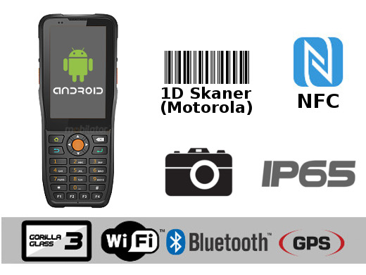 industrial data collector MobiPad MP-HTK38n IP65 Android 6.0 IP65 Android 6.0 GPS Bluetooth mobilator.pl Aparat Gorilla Glass3