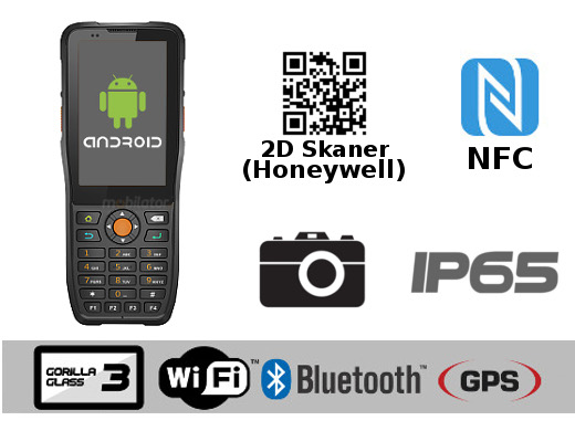 industrial data collector MobiPad MP-HTK38n IP65 Android 6.0 IP65 Android 6.0 GPS Bluetooth mobilator.pl Aparat Gorilla Glass3