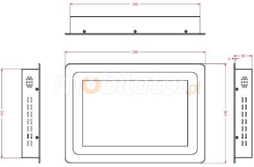 MTouch Operatorski Panel Przemyslowy MobiBOX IP65 Fanless 1900 12.1 Komputer panelowy Panel PC  Przemysłowy komputer panelowy Ekran rezystancyjny 5 wire resistive wyświetlacz 12.1 cali mobilator.pl New Portable Devices Windows RS-232 COM VGA HDMI Intel Celeron 
