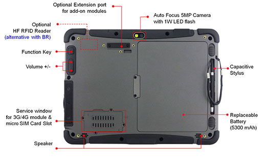 winmate m101b-st replaceable capacitive stylus function key