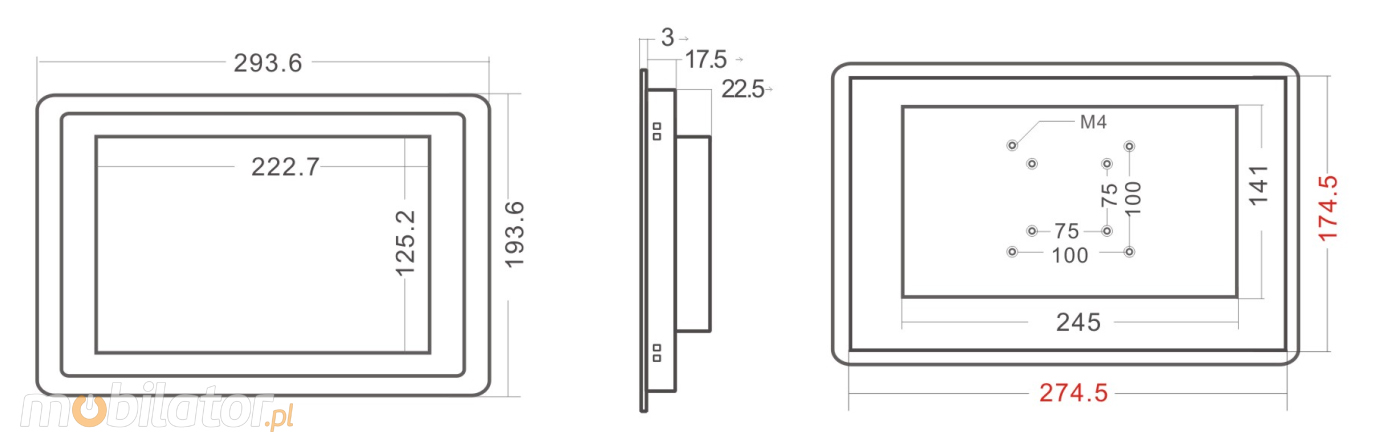 industrial panel pc durable resistant monitor lcd screen A64 Quad-core Cortex-A53 2G+8G Capacitive touch screen wifi IP65 for the front bezel mobilator poland