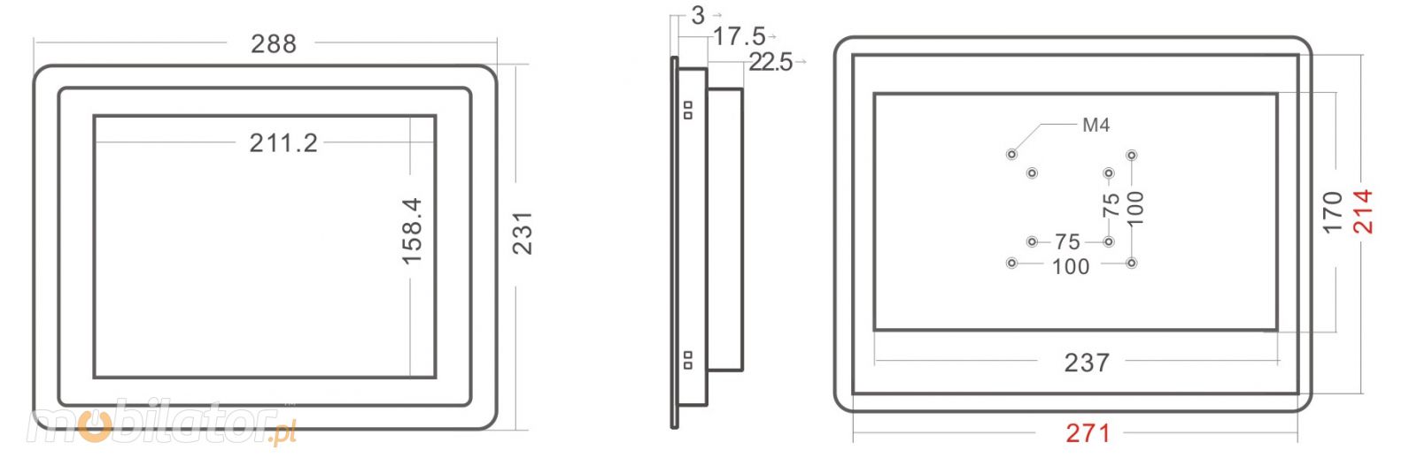 industrial panel pc durable resistant monitor lcd screen A64 Quad-core Cortex-A53 2G+8G Capacitive touch screen wifi IP65 for the front bezel mobilator poland