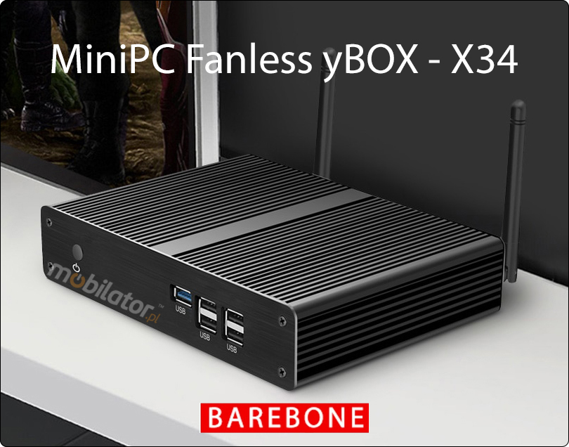 miniPC yBOX X34 - i7 odporny wydajny komputer przemysłowy bezwentylatorowy z procesorem Intel Core i7 pasywny vga intel mobilator wzmocniony szybki lan rj45