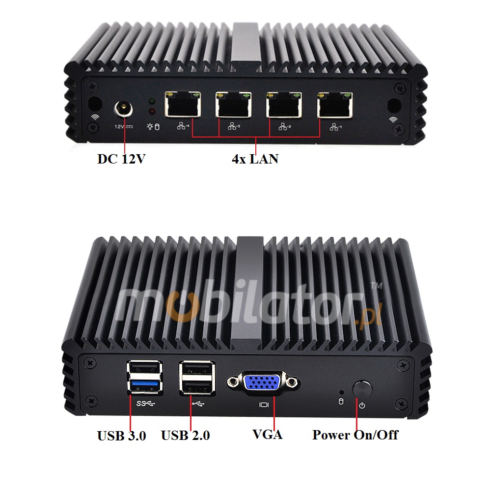 Komputer Przemysłowy Fanless MiniPC mBOX Q190G4N Barebone