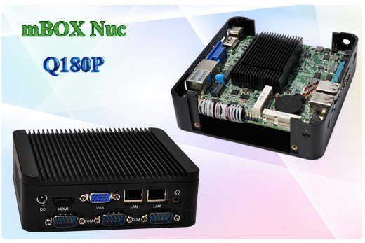 Przemysłowy Fanless MiniPC  MBOX Nuc Q180P