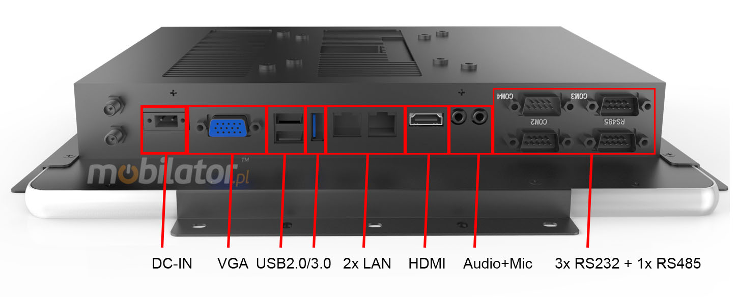 Mobilator Flat Design PCAP Fanless Touch PC, LED panel, 10 points touch screen, built-in WIFI, 12V DC input