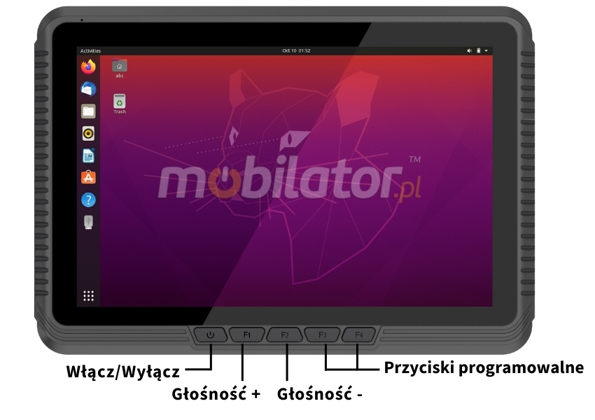 Emdoor V10J - przyciski włącz/wyłącz, głośność oraz programowalne