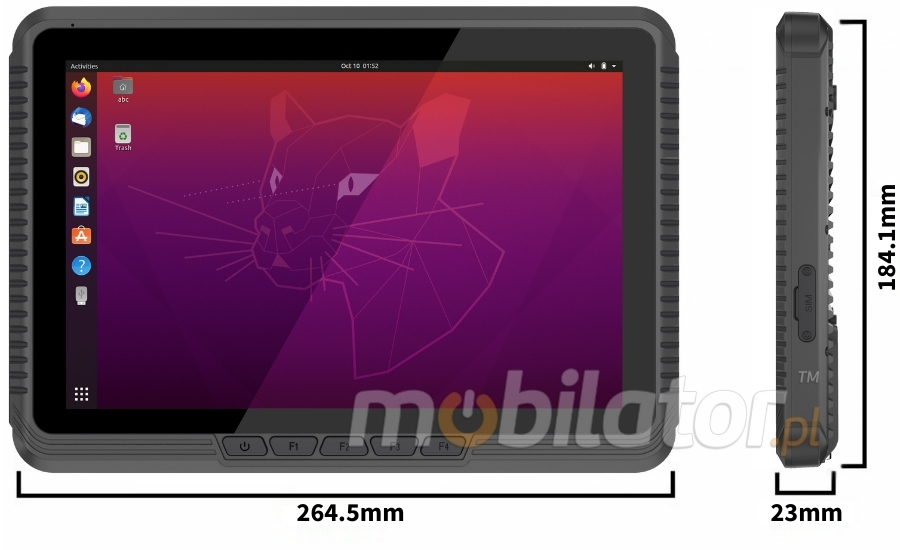 Emdoor V10J Rugged Tablet Dimensions