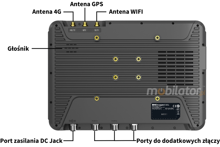 Emdoor V10J porty zasilania oraz do dodatkowych złączy 