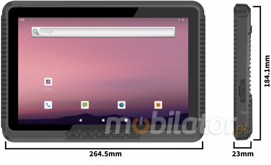 Emdoor V10T Rugged Tablet Dimensions