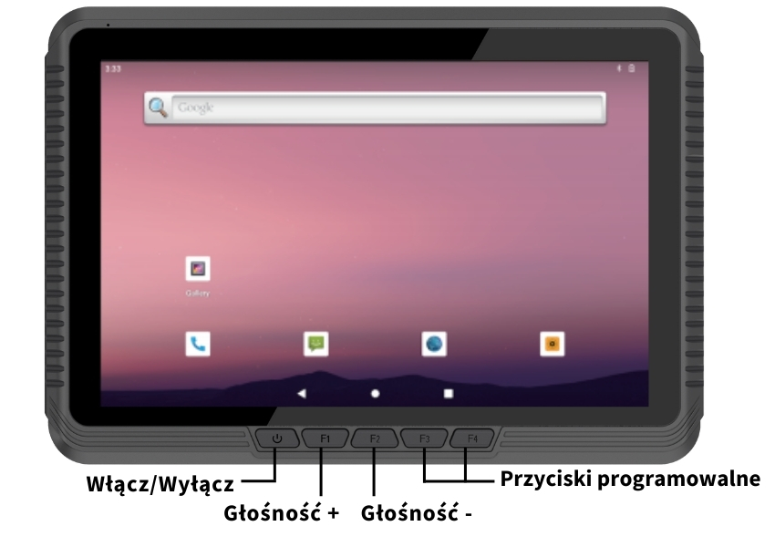 Emdoor V80T - przyciski włącz/wyłącz, głośność oraz programowalne