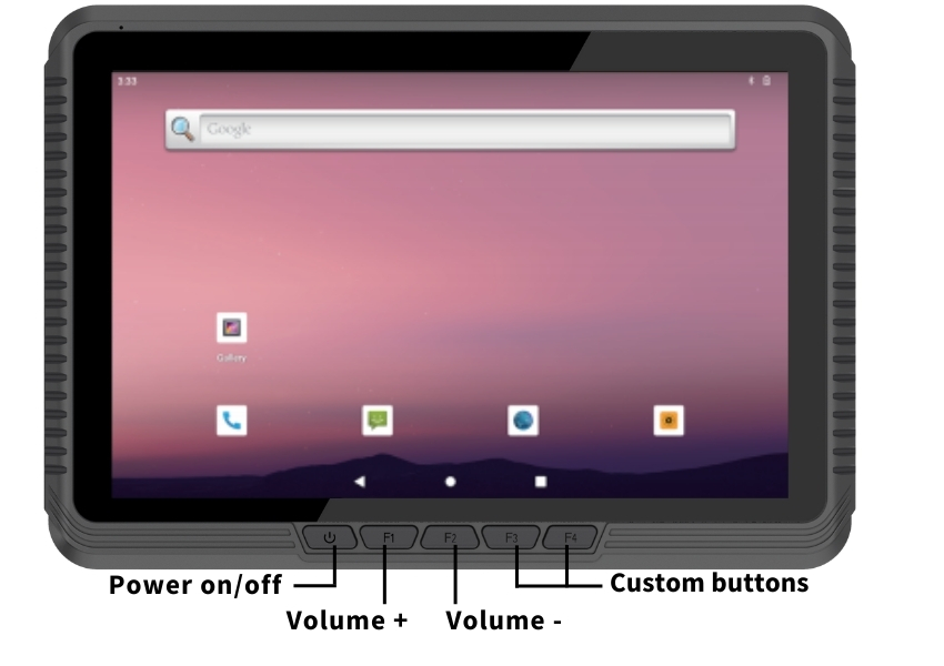 Emdoor V10T - volume buttons and power button