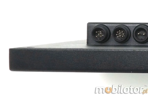 Czarny monitor przemysłowy w stalowej obudowie