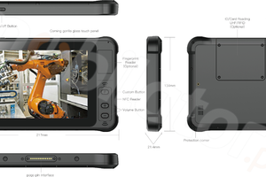 Tablet Terminal mobilny  Przemysłowy 7 calowy z Androidem 10.0 GMS przenośny odporny poręczny Emdoor Q75 