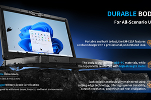 Emdoor X15A v.10 - Laptop terenowy z obsługą NFC, 4G, IP65, 16GB/1TB, czytnikiem linii papilarnych i ekranem 1000 nitów - bezpieczne rozwiązanie do pracy w trudnych środowiskach