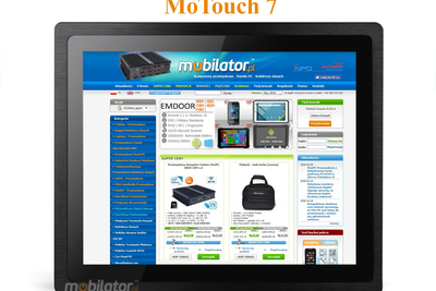 Czarny monitor przemysłowy z dotykiem