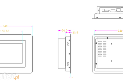Czarny monitor przemysłowy z dotykiem