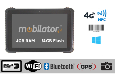 Emdoor I16HH v.11 - Wodoodporny wzmocniony Tablet przeymsłowy z Win 10 Pro, czytnikiem kodów kreskowych 1D oraz technologią NFC