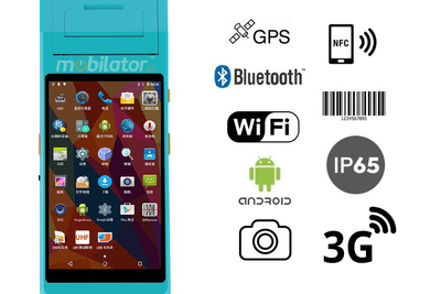 MobiPad PDA-10551D - Odporny (IP65) przemysłowy kolektor danych z RFID, WiFi, Bluetooth, skanerem kodów 1D oraz wbudowaną drukarką termiczną (58 mm)