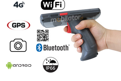  Funkcjonalny wodoodporny Wzmocniony Terminal mobilny z uchwytem pistoletowych oraz skanerem kodów 2D