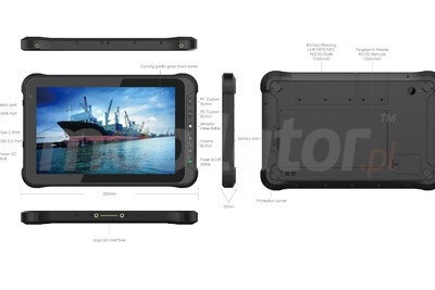 Pyłoodporny 10-calowy tablet z czytnikiem kodów kreskowych 2D Honeywell, procesorem Intel, normami IP65  Emdoor I15HH